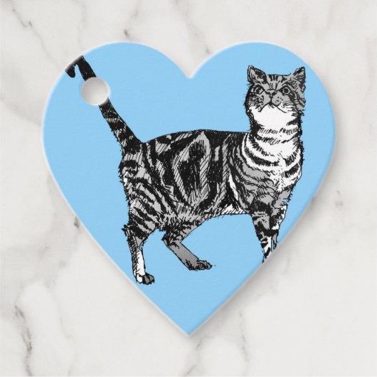 Tabby Kat Stickers Blauwe katten Stickers Set Bedankjes Labels (Voorkant)