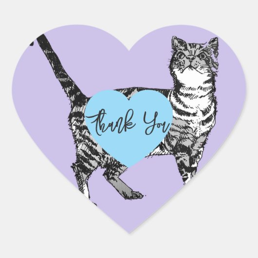 Tabby Kat Stickers Paars Mooie katten Sticker Set (Voorkant)