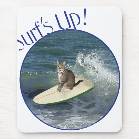 Tabby Kat Surft Op! Muismat (Voorkant)