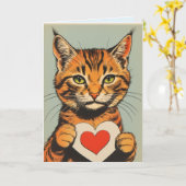 TABBY KAT VALENTIJN DAG Kaart (Gele Bloem)