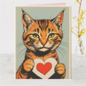 TABBY KAT VALENTIJN DAG Kaart (Gele Bloem)