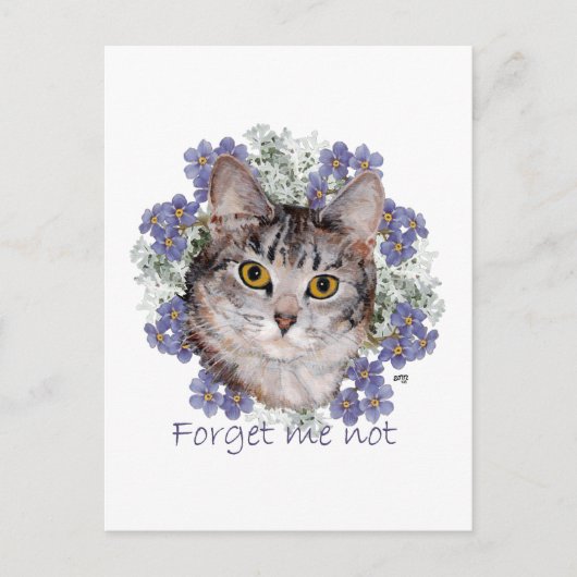 Tabby Kat Vergeet Me Niet Briefkaart (Voorkant)