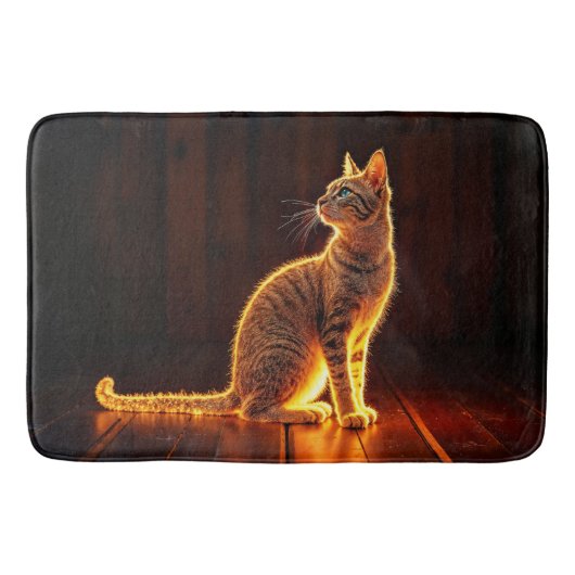 Tabby kat warme verlichting dier gloeiende aura badmat (Voorkant)