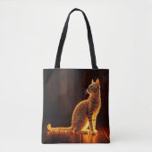 Tabby kat warme verlichting dier gloeiende aura tote bag (Voorkant)