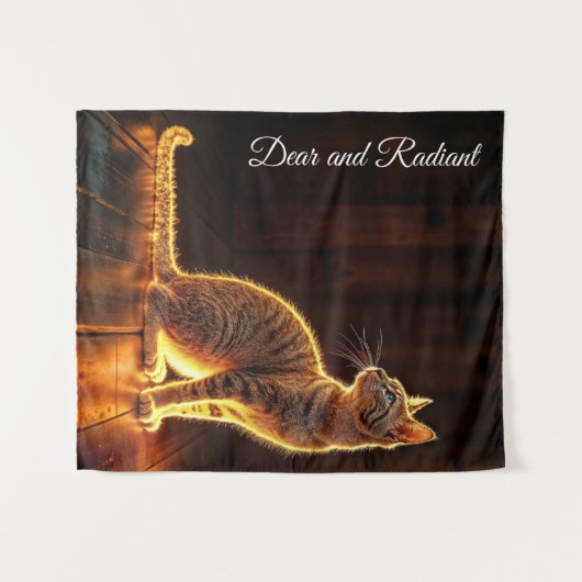 Tabby kat warme verlichting dier gloeiende aura wandkleed (Voorkant (horizontaal))