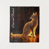 Tabby kat warme verlichting dier gloeiende aura wandkleed (Voorkant)