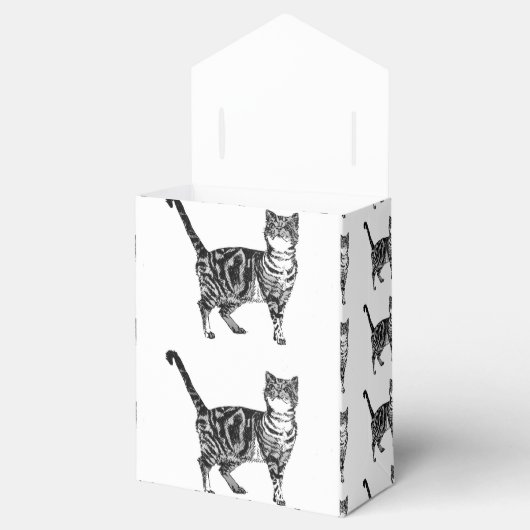 Tabby Kat Zwart Verjaardagsfeestje Cake Favor Box Bedankdoosjes (Geopend)