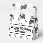 Tabby Kat Zwart Verjaardagskatten Cake Favor Box Bedankdoosjes (Voorkant Zijde)