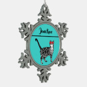 Tabby katten 'One Cool Cat' Aqua Boys Tin Sneeuwvlok Ornament (Links)