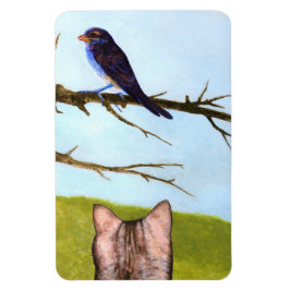 Tabby katten praten met vogels magneet