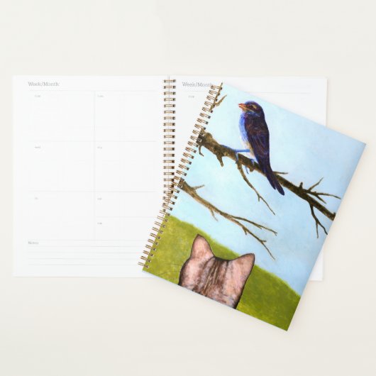 Tabby katten praten met vogels planner (Display)