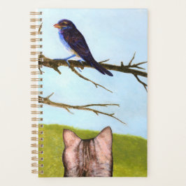 Tabby katten praten met vogels planner