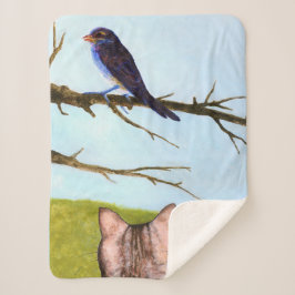 Tabby katten praten met vogels sherpa deken