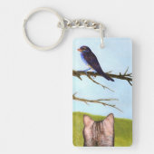 Tabby katten praten met vogels sleutelhanger (Voorkant)