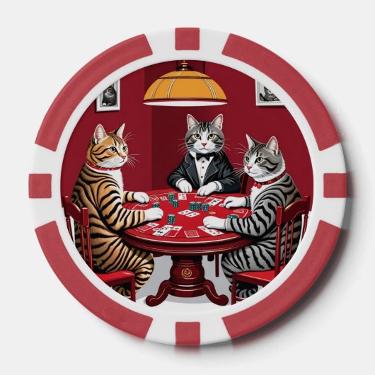 Tabby katten spelen poker chips (Voorkant)