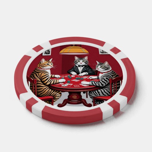 Tabby katten spelen poker chips (Enkel)
