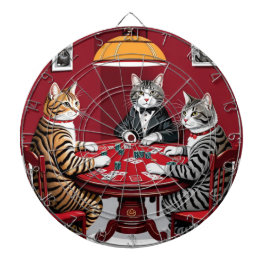 Tabby katten spelen poker dartbord
