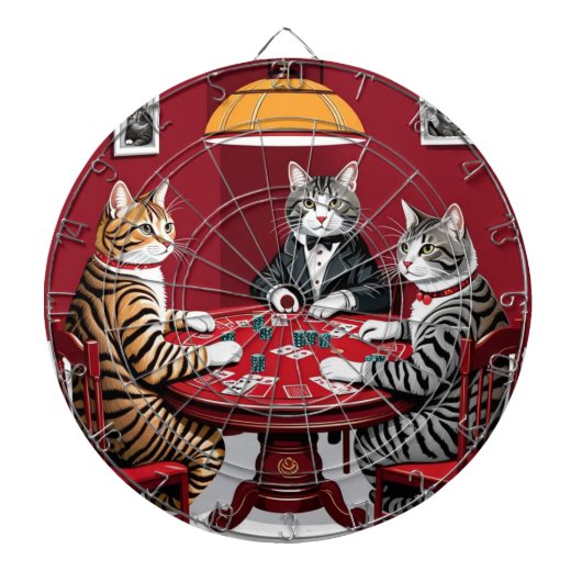 Tabby katten spelen poker dartbord (Voorkant)