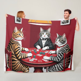 Tabby katten spelen poker fleece deken