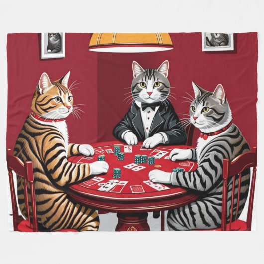 Tabby katten spelen poker fleece deken (Voorkant (Horizontaal))