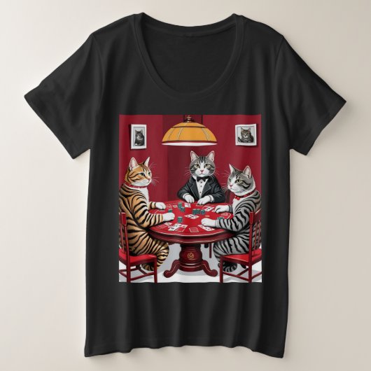 Tabby katten spelen poker grote maat t-shirt (Design voorkant)