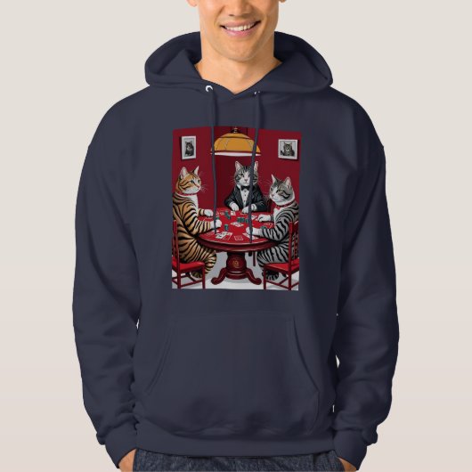 Tabby katten spelen poker hoodie (Voorkant)