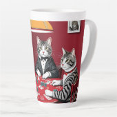Tabby katten spelen poker latte mok (Rechterhoek)