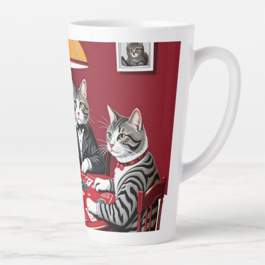 Tabby katten spelen poker latte mok (Rechts)