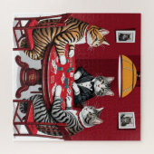 Tabby katten spelen poker legpuzzel (Horizontaal)