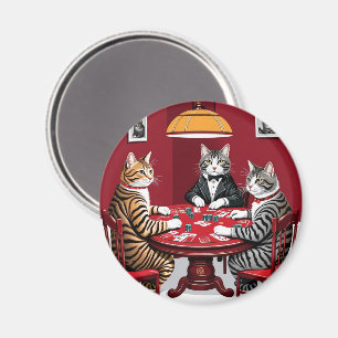 Tabby katten spelen poker magneet