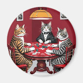 Tabby katten spelen poker magneet (Voorkant)