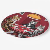 Tabby katten spelen poker papieren bordje (Gekanteld)