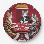 Tabby katten spelen poker papieren bordje (Voorkant)