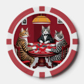 Tabby katten spelen poker poker chips (Voorkant)