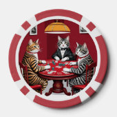 Tabby katten spelen poker poker chips (Achterkant)