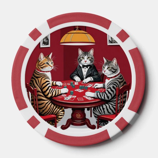 Tabby katten spelen poker poker chips (Achterkant)
