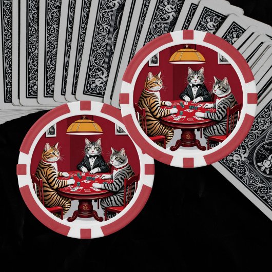 Tabby katten spelen poker poker chips