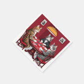 Tabby katten spelen poker servet (Hoek)