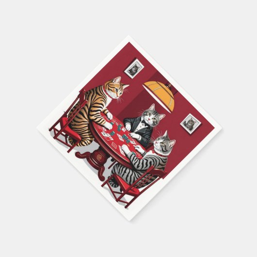 Tabby katten spelen poker servet (Hoek)