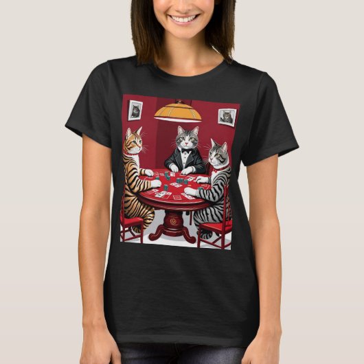 Tabby katten spelen poker t-shirt (Voorkant)