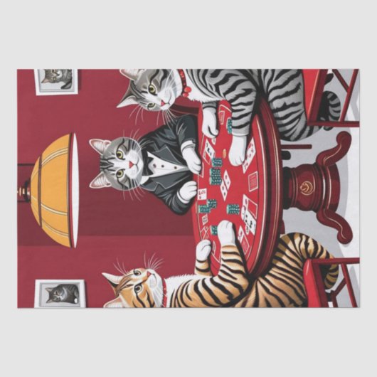 Tabby katten spelen poker tissuepapier (Voorkant)