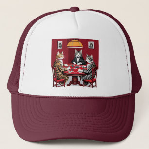 Tabby katten spelen poker trucker pet