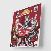 Tabby katten spelen poker vierkante klok (Hoek)