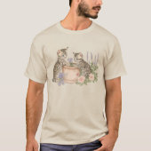 Tabby katten spelen terracotta bloempot t-shirt (Voorkant)