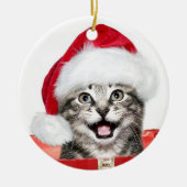 Tabby Kerstkitten Keramisch Ornament (Voorkant)