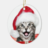 Tabby Kerstkitten Keramisch Ornament (Links)