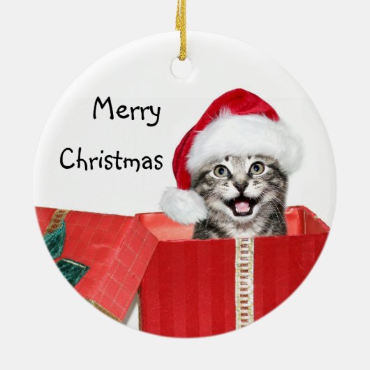 Tabby Kerstkitten Keramisch Ornament (Achterkant)