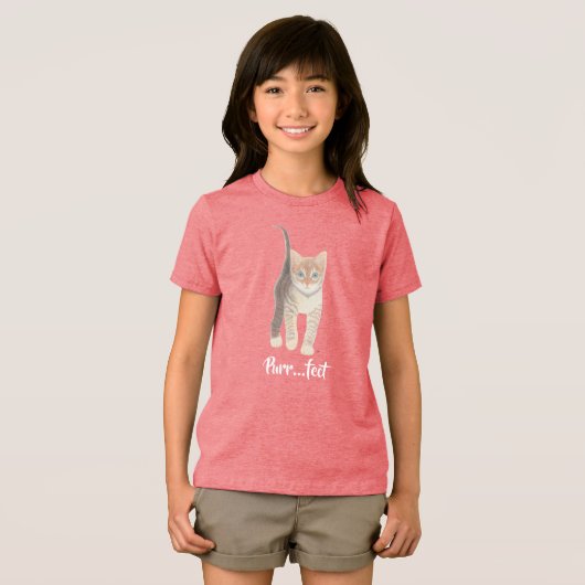 Tabby Kitten Baby Girl's Tri-Blend Shirt (Voorkant volledig)
