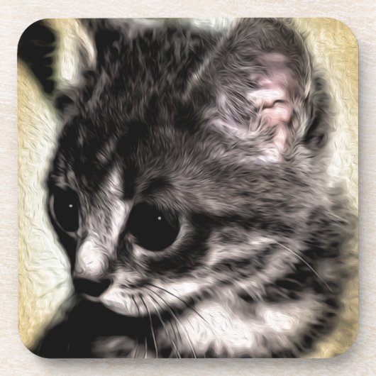 Tabby Kitten Bier Onderzetter (Voorkant)
