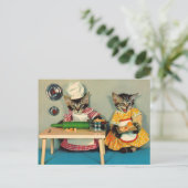 tabby kitten chef. en tabby kitten assistent briefkaart (Staand voorkant)
